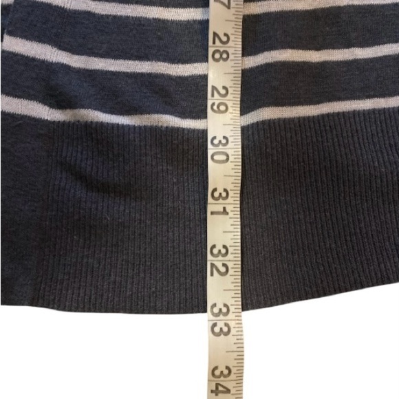 LOFT Gray and White Striped open front Cardigan Ramie blend - Picture 9 of 9